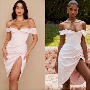 NWOT HOUSE OF CB 'Camila' Blush Off Shoulder Corset Dress‎ sz XS